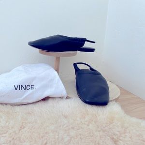 Vince black leather sling back flats like new